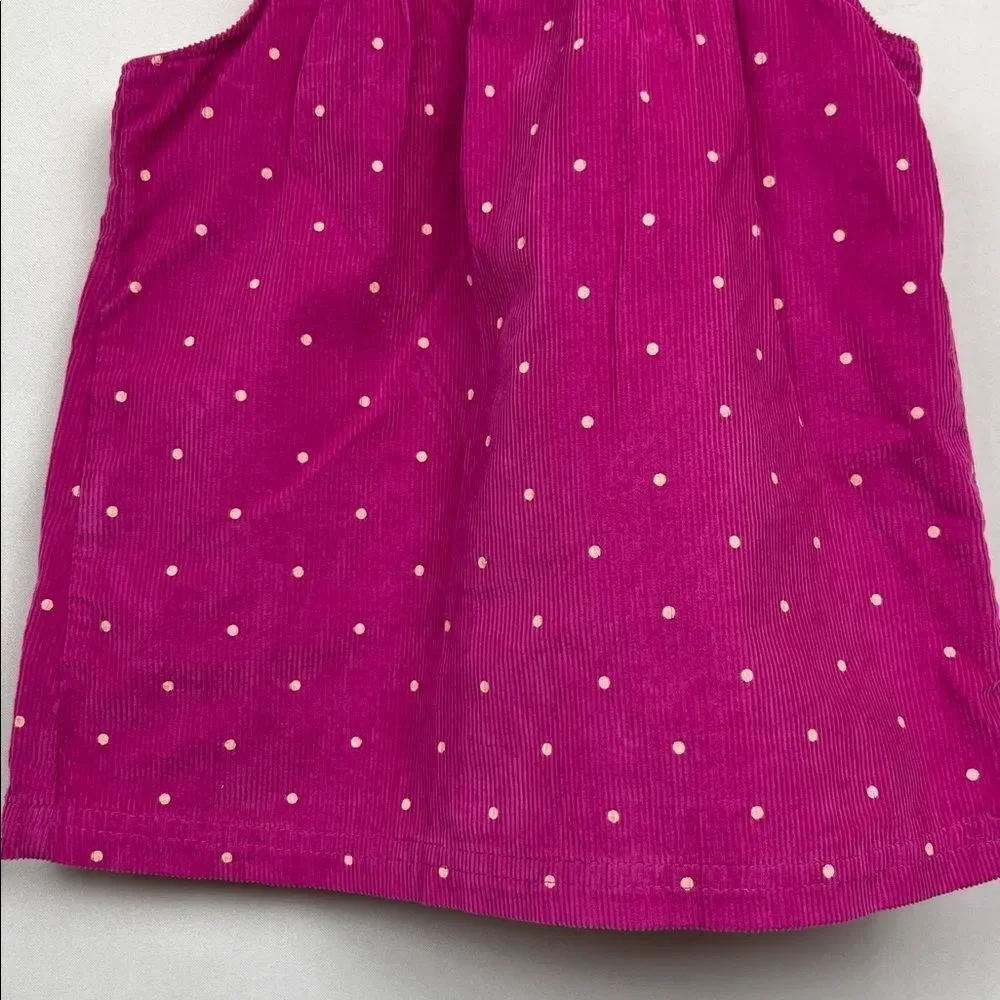 Carter’s Fuchsia Pink polka dot cotton corduroy jumper dress size 24 months Pit